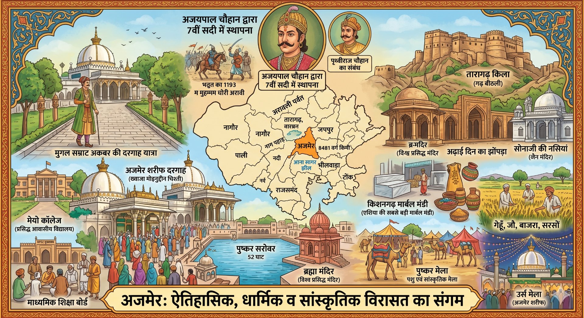 अजमेर जिला दर्शन - Rajasthan GK and Computer Notes for Patwari & LDC Exam - NotesMind