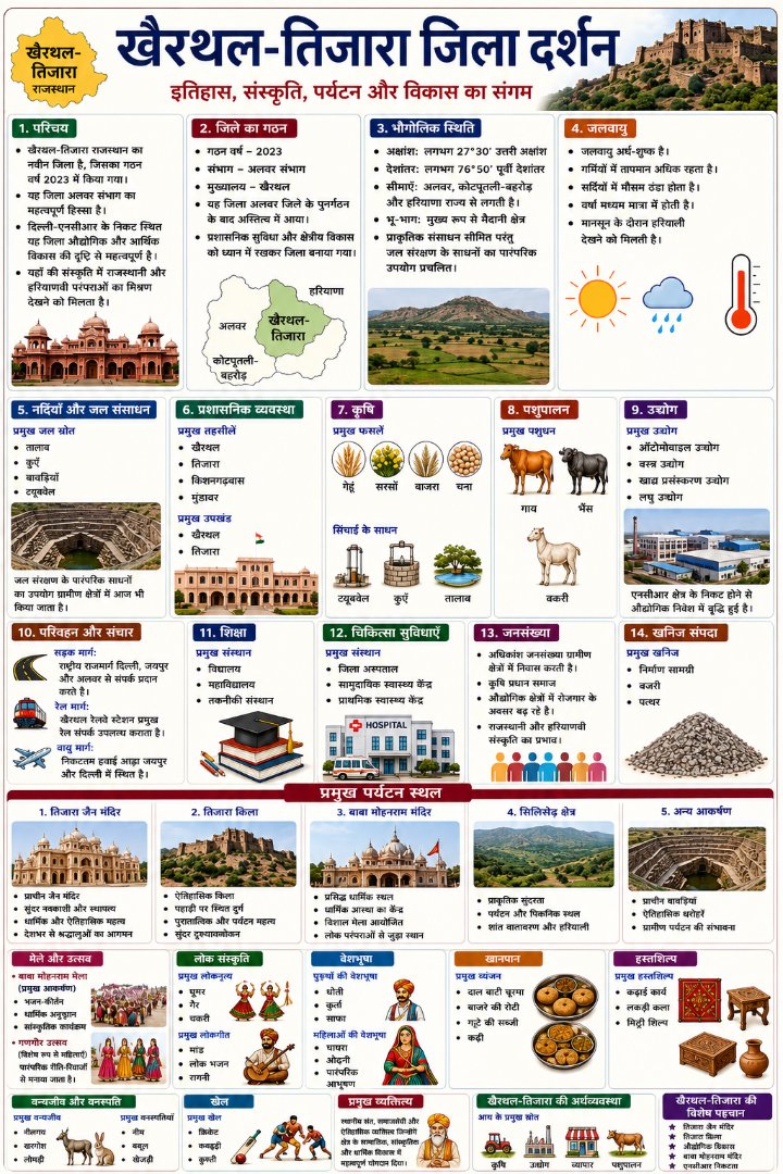 खैरथल-तिजारा जिला दर्शन - Rajasthan GK and Computer Notes for Patwari & LDC Exam - NotesMind
