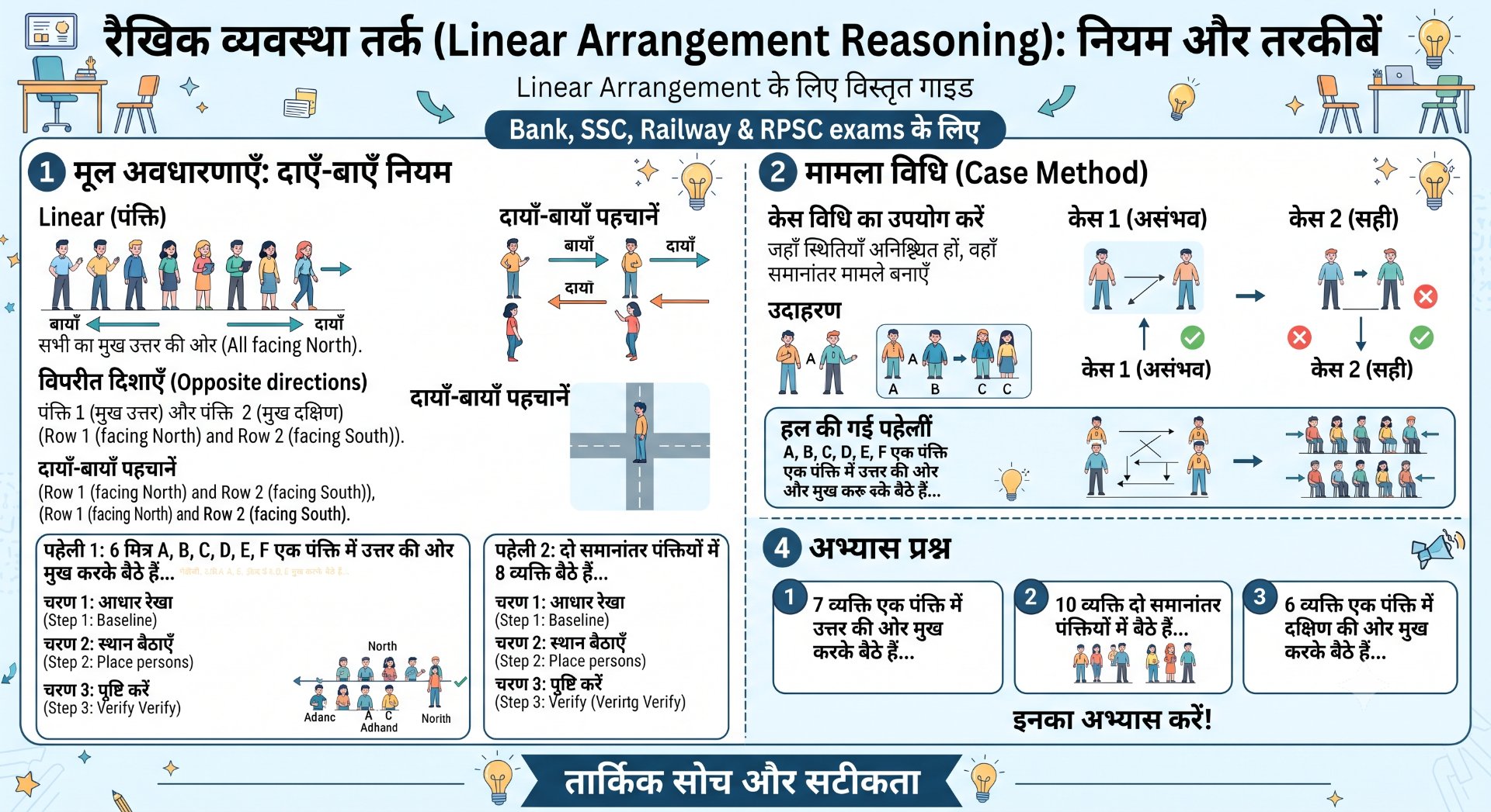 Linear Arrangement Reasoning: Tricks & Solved Examples - NotesMind