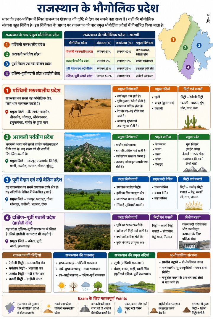 राजस्थान के भौगोलिक प्रदेश - Rajasthan GK and Computer Notes for Patwari & LDC Exam - NotesMind