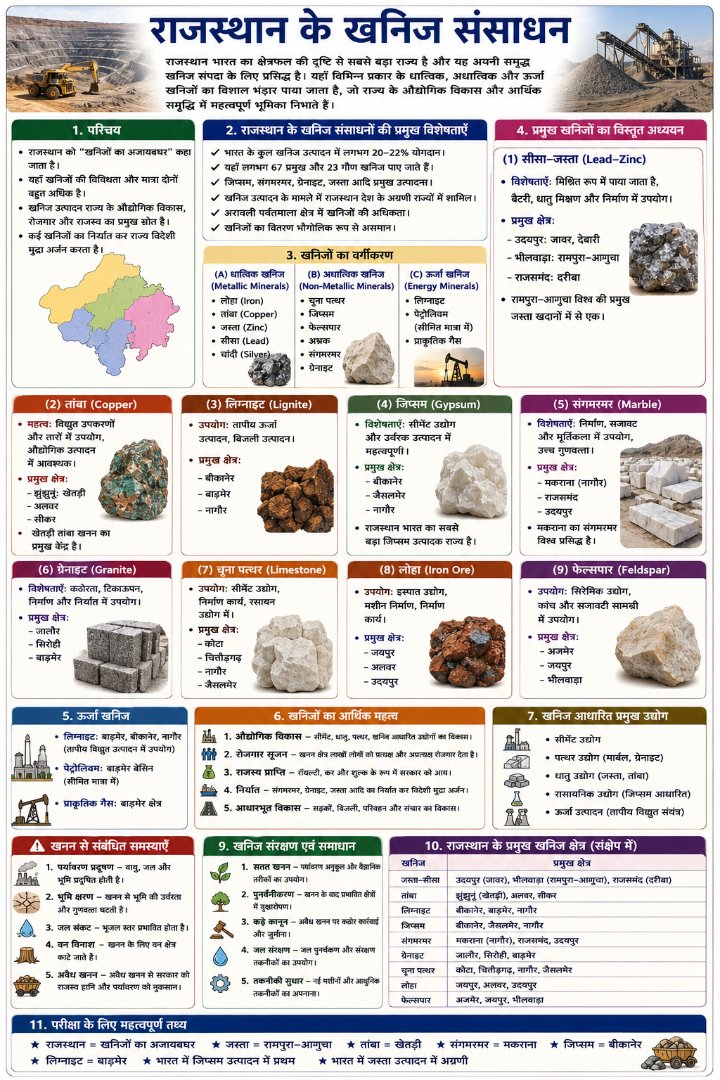 राजस्थान के खनिज संसाधन - Rajasthan GK and Computer Notes for Patwari & LDC Exam - NotesMind