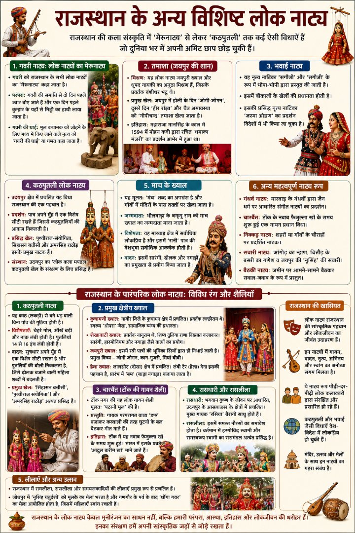 राजस्थान के लोक नाट्य, कठपुतली कला और सांस्कृतिक संस्थान | Rajasthan Folk Theatre Part-2 - NotesMind