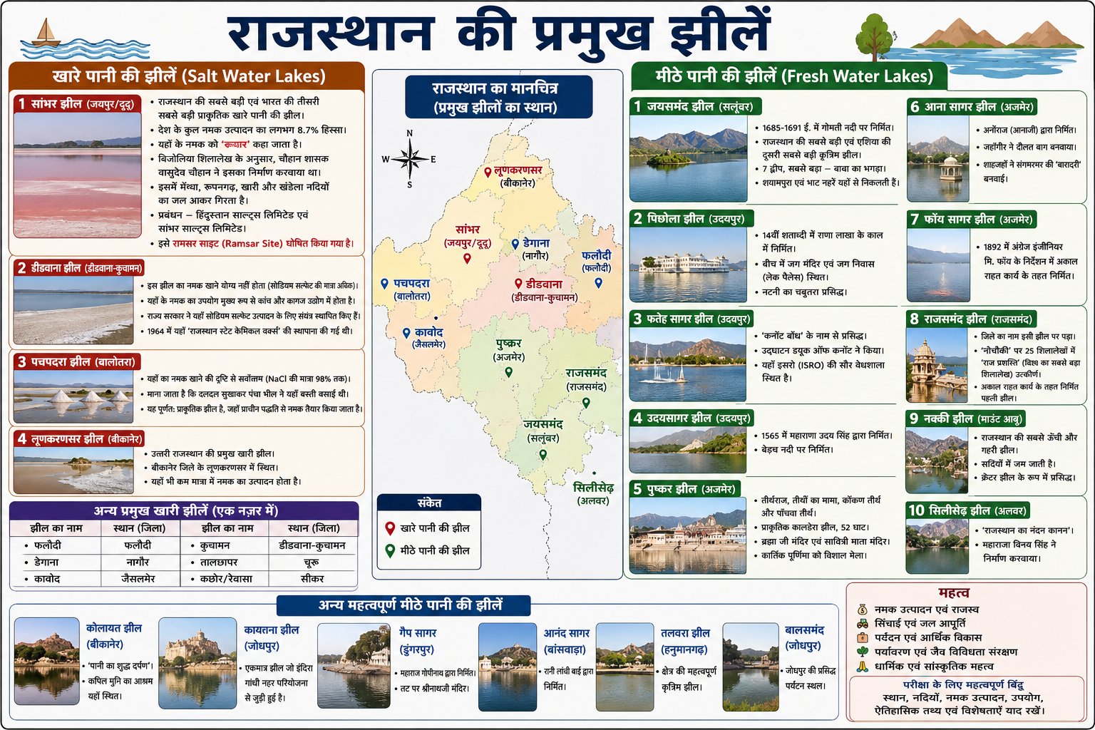 राजस्थान की प्रमुख झीलें - Rajasthan GK and Computer Notes for Patwari & LDC Exam - NotesMind