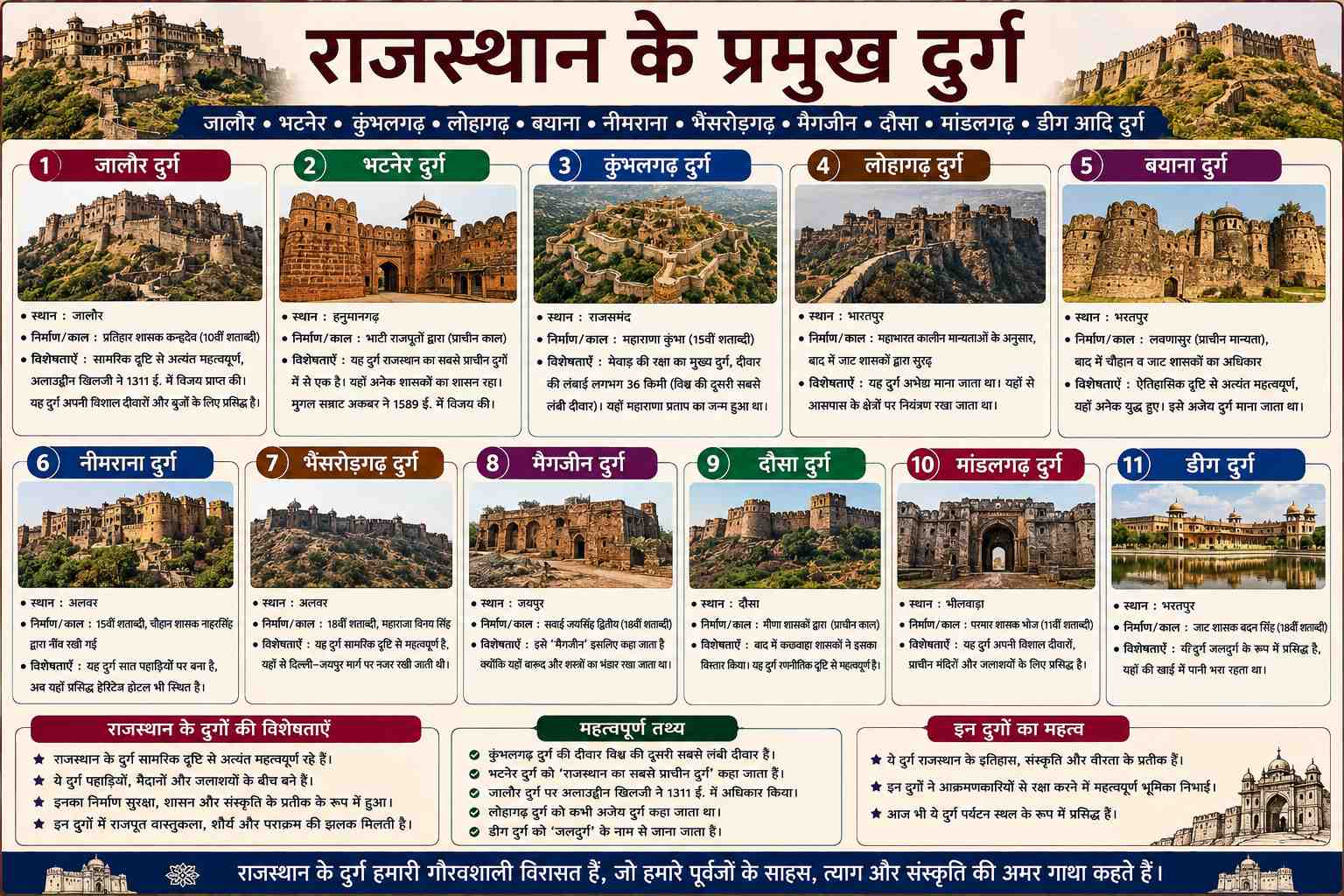 राजस्थान के प्रमुख किले एवं दुर्ग | GK Notes for RAS, REET, Patwar, Computer Anudeshak - राजस्थान के दुर्ग एवं किले Study Material - NotesMind