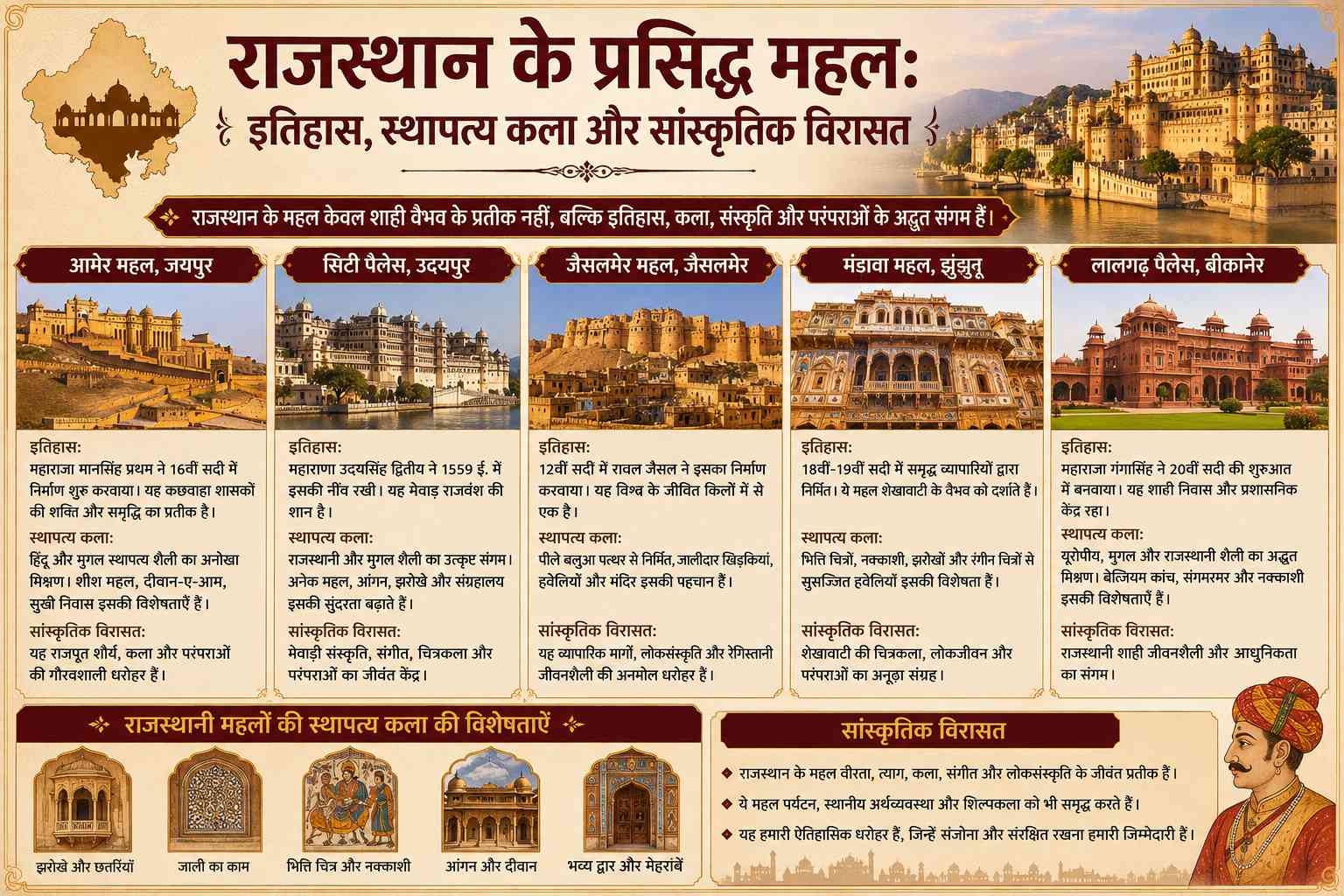 राजस्थान के प्रसिद्ध महल: इतिहास, स्थापत्य कला और सांस्कृतिक विरासत - Rajasthan GK and Computer Notes for Patwari & LDC Exam - NotesMind