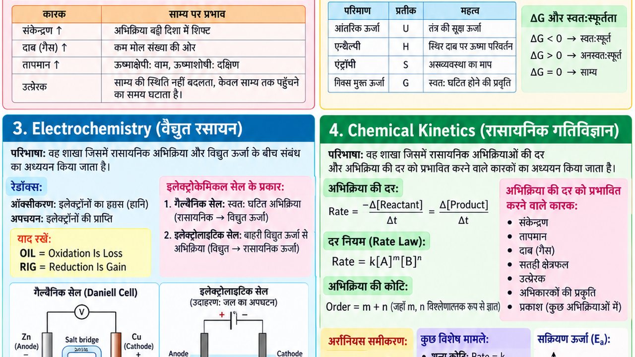 रासायनिक साम्य, ऊष्मागतिकी, Electrochemistry एवं Chemical Kinetics | Chemistry Notes - NotesMind