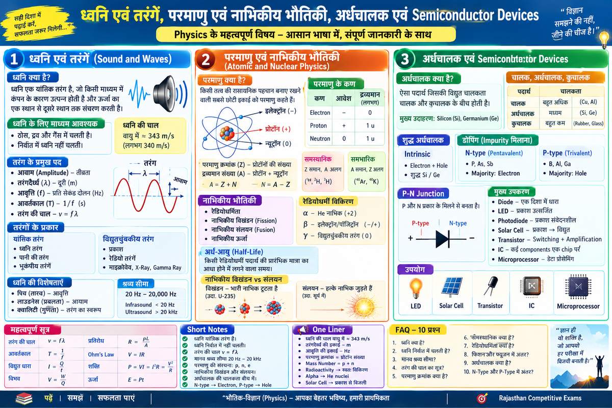 ध्वनि एवं तरंगें, परमाणु भौतिकी और Semiconductor – Physics Notes in Hindi - NotesMind